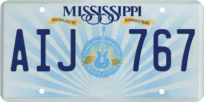 MS license plate AIJ767