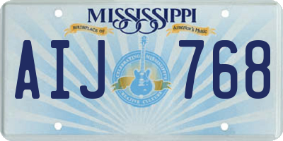 MS license plate AIJ768