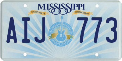 MS license plate AIJ773
