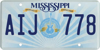 MS license plate AIJ778