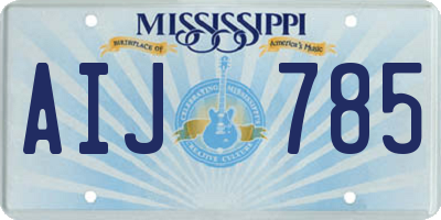 MS license plate AIJ785