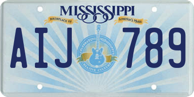 MS license plate AIJ789