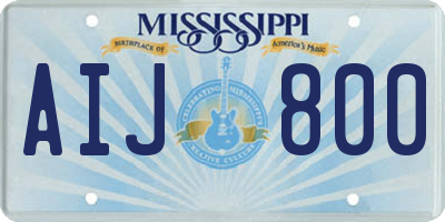MS license plate AIJ800