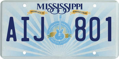 MS license plate AIJ801