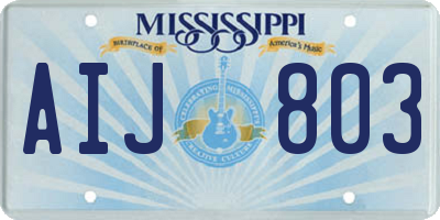 MS license plate AIJ803