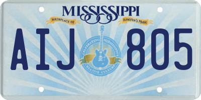 MS license plate AIJ805