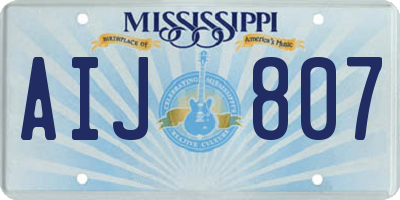 MS license plate AIJ807