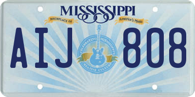 MS license plate AIJ808