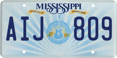 MS license plate AIJ809
