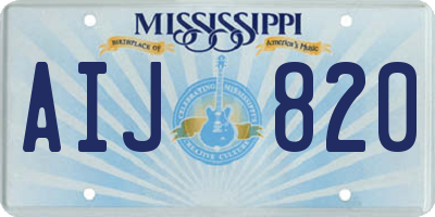 MS license plate AIJ820