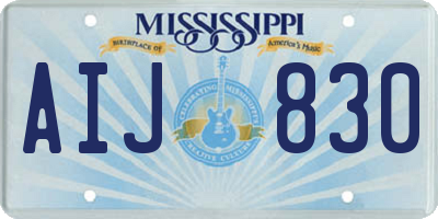 MS license plate AIJ830