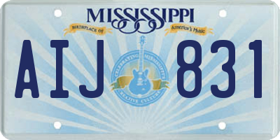 MS license plate AIJ831