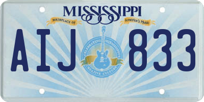 MS license plate AIJ833