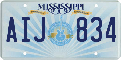 MS license plate AIJ834