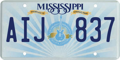 MS license plate AIJ837
