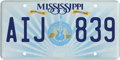 MS license plate AIJ839