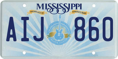 MS license plate AIJ860