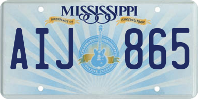 MS license plate AIJ865