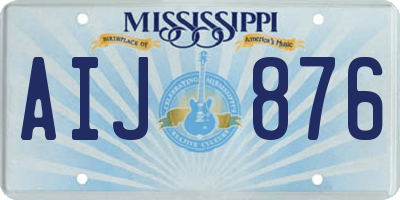 MS license plate AIJ876