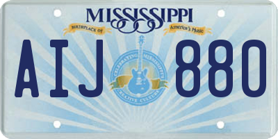 MS license plate AIJ880