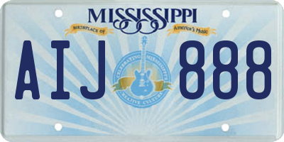 MS license plate AIJ888