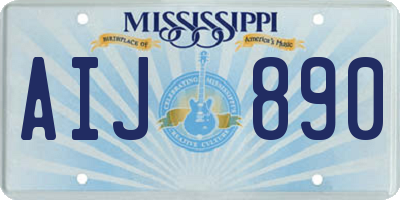 MS license plate AIJ890
