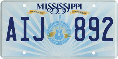 MS license plate AIJ892