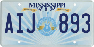 MS license plate AIJ893