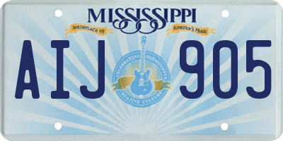 MS license plate AIJ905
