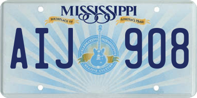 MS license plate AIJ908