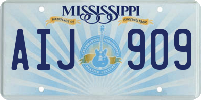 MS license plate AIJ909