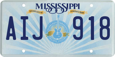 MS license plate AIJ918