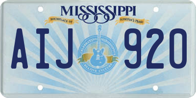 MS license plate AIJ920