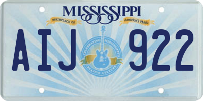 MS license plate AIJ922