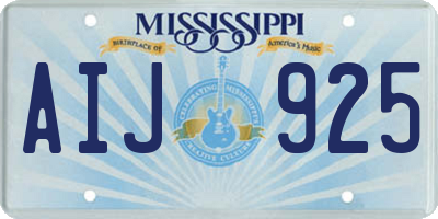 MS license plate AIJ925