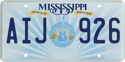 MS license plate AIJ926