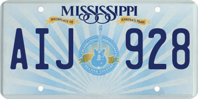 MS license plate AIJ928