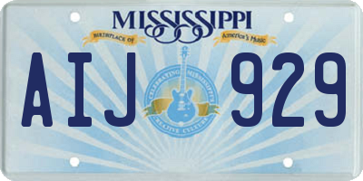 MS license plate AIJ929