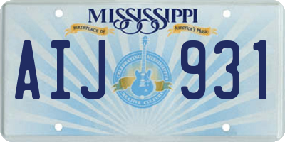 MS license plate AIJ931
