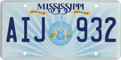 MS license plate AIJ932