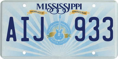 MS license plate AIJ933