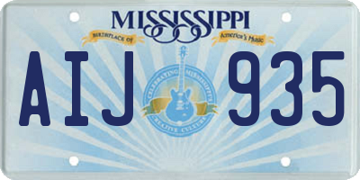 MS license plate AIJ935