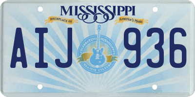MS license plate AIJ936