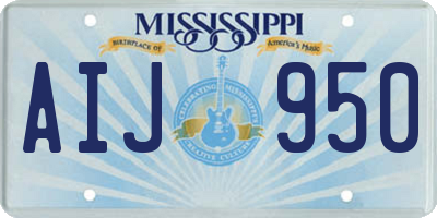 MS license plate AIJ950