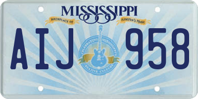MS license plate AIJ958