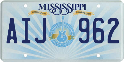 MS license plate AIJ962
