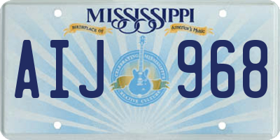 MS license plate AIJ968