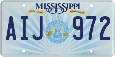 MS license plate AIJ972