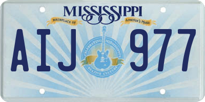 MS license plate AIJ977