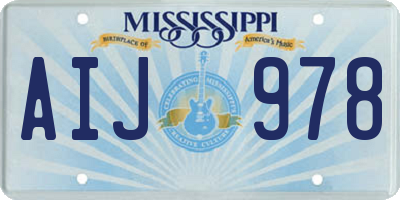 MS license plate AIJ978